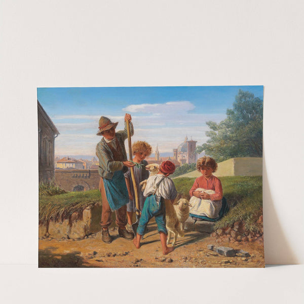 Bauernkinder vor den Toren von Florenz by Wilhelm Richter