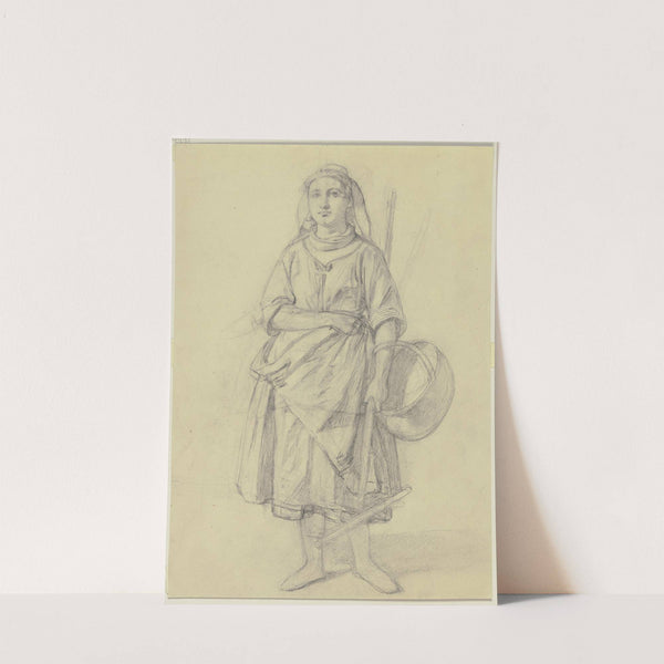 Bauernmädchen mit Rechen und Korb by Jakob Becker