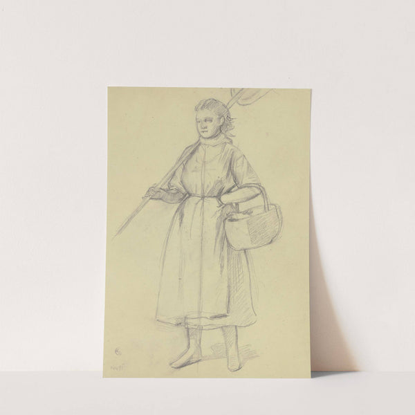 Bauernmädchen mit Rechen und Korb by Jakob Becker