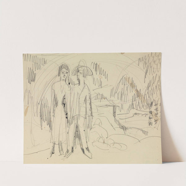 Bauernpaar vor Berglandschaft by Ernst Ludwig Kirchner