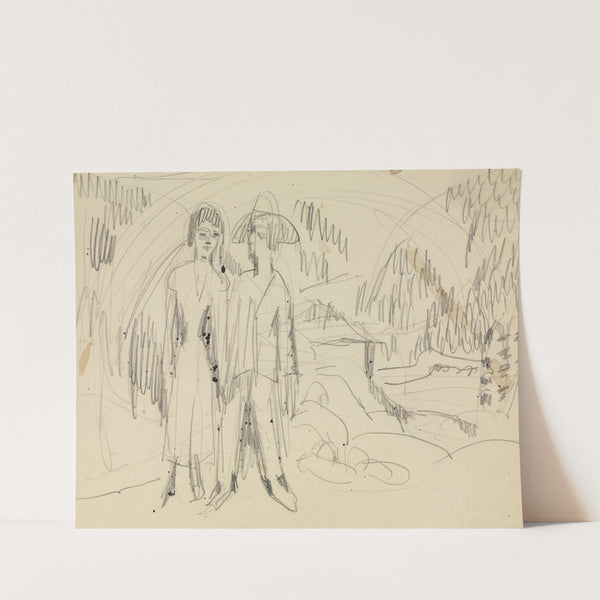 Bauernpaar vor Berglandschaft (1922) by Ernst Ludwig Kirchner