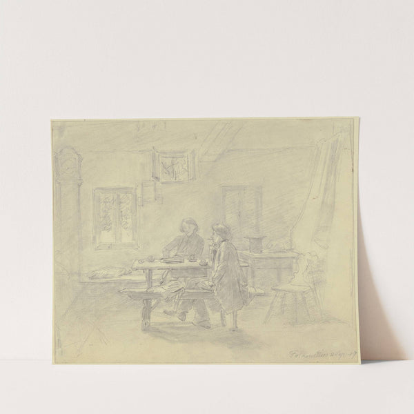 Bauernstube, zwei Maler beim Kaffee, der eine raucht eine Pfeife, der andere eine Zigarre (1847) by Jakob Fürchtegott Dielmann