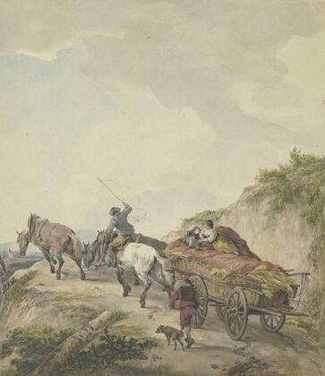 Bauernwagen in bergiger Landschaft