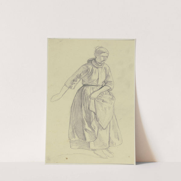 Bauersfrau, die Hand an der Schürze by Jakob Becker