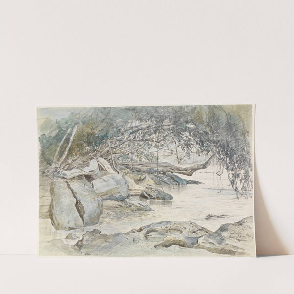 Baumbestandenes Felsenufer am Parahyba (1860) by Ferdinand Keller