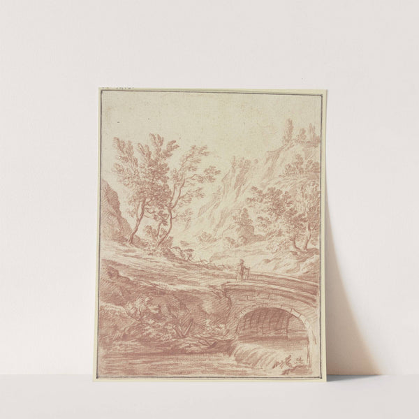 Baumbestandenes Tal, im Vordergrund ein Bach, über den eine Brücke führt by Johann Ludwig Ernst Morgenstern