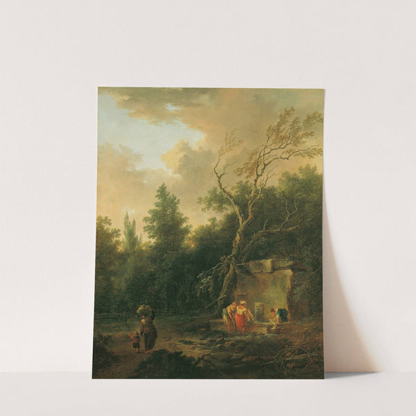 Baumlandschaft mit Brunnen by Christian Hilfgott Brand