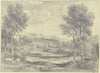 Baumreiche Landschaft mit zwei Schafen im Vordergrund