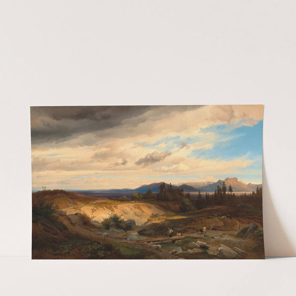 Bavaria, a Goat Shepherdess in a Vast Mountain Landscape with a View of the Heuberg near Brannenburg (1848) by Johann Gottfried Steffan