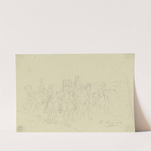 Bayerische Cheveaux-légers; Ordonanzen, Pferde am Zügel führend by Heinrich Lang