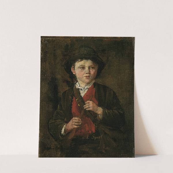Bayerischer Bauernbub mit Flöte by Johann Sperl