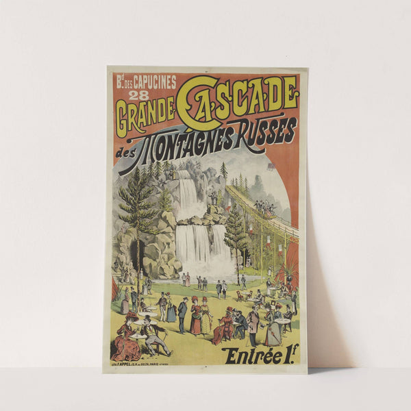 Bd Des Capucines 28 Grande Cascade Des Montagnes Russes Entrée 1f (1889) by Lith. F. Appel