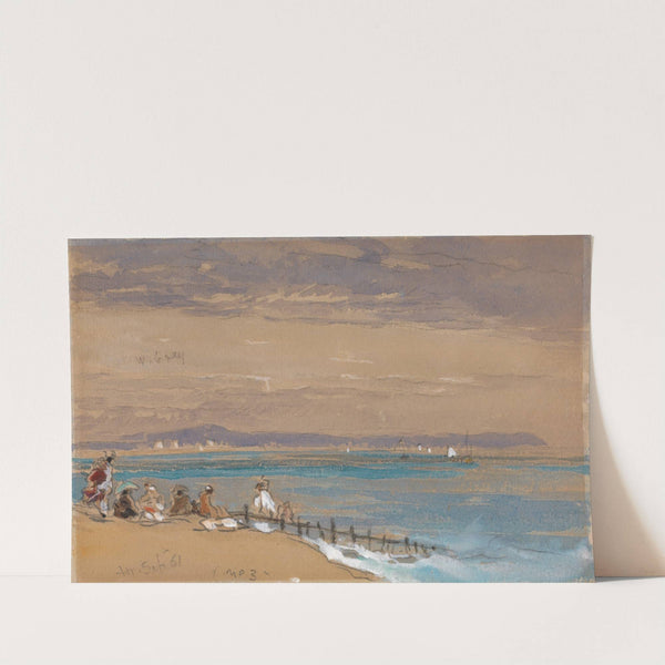 Beach Scene with Figures by a Breakwater by James Holland