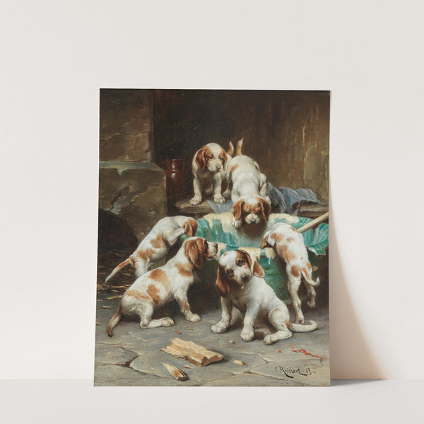 Beagle Puppies Feasting (1889) by Carl Reichert