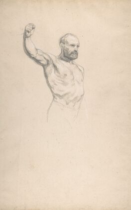 Bearded, bare-chested male figure, study for ‘The Horse Fair’