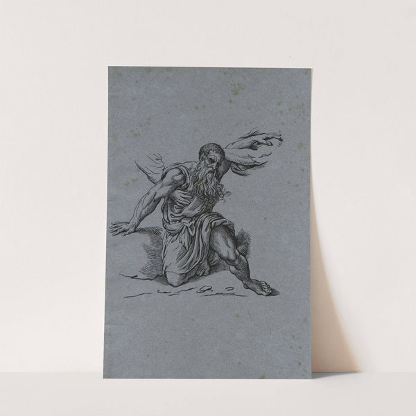 Bebaarde man die overeind geholpen wordt by David Humbert de Superville