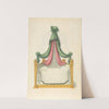 Bed with green and pink drapery by Thomas Sheraton