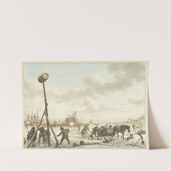 Bedrijvigheid op het ijs bij de stadswal van Veere by Jacob Cats