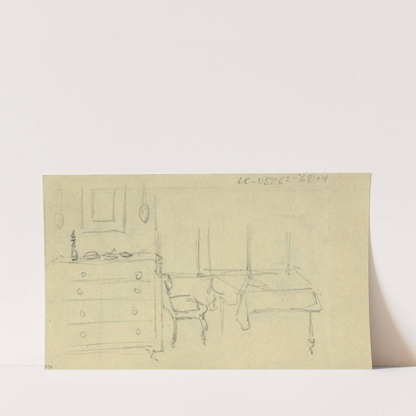 Bedroom, Abraham Lincoln home in Springfield, Illinois (1865) by Alfred Rudolph Waud