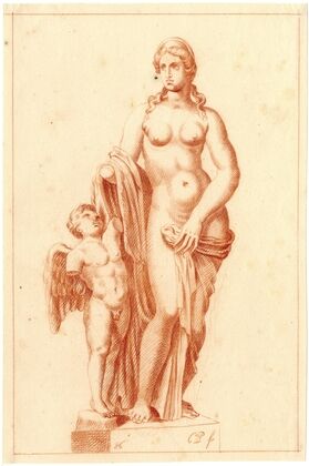Beeld van naakte godin en Amor, Venus