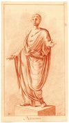 Beeld van staande jongen in toga