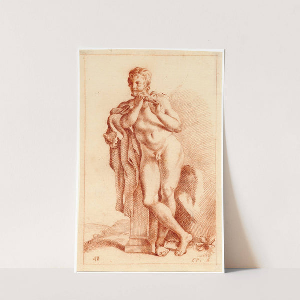 Beeld van staande naakte jongen met fluit by Cornelis Pronk