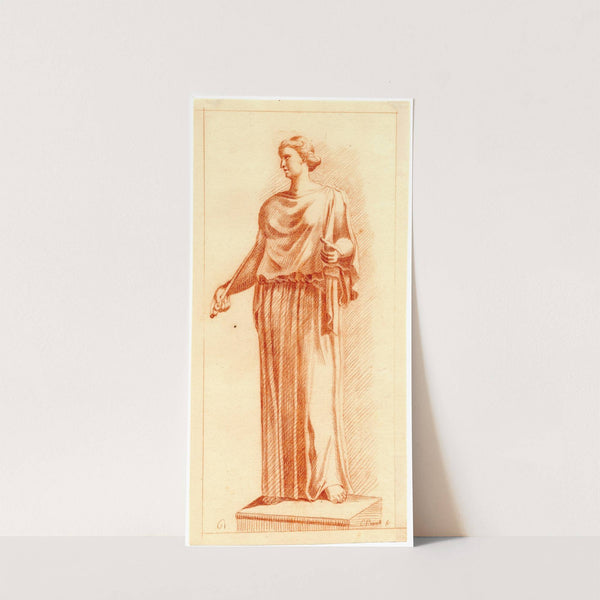 Beeld van staande vrouw met staf in haar hand by Cornelis Pronk