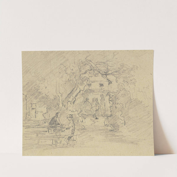 Beer garden with guests by Anton Burger