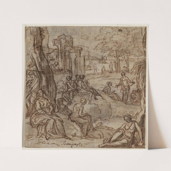 Befolket landskab med ruiner by Antonio Tempesta