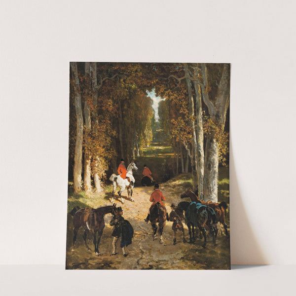 Before The Departure For Hunting In An Alley by Alfred De Dreux