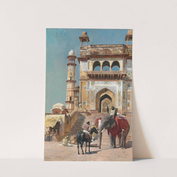 Before the great Jami Masjid mosque, Mathura, India (1883) by Edwin Lord Weeks