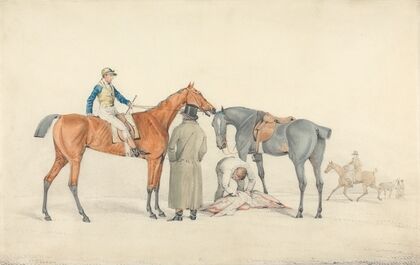 Before the Start; Jockey on Racehorse Receiving Triner’s Instructions — size preview
