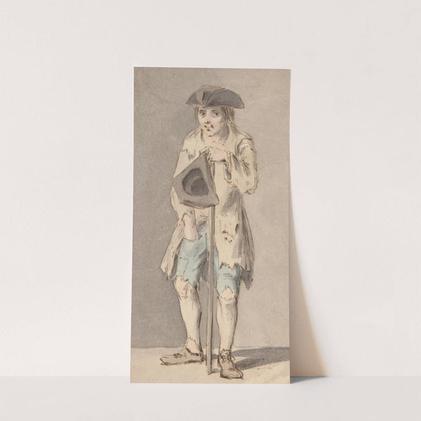 Beggar with Staff Holding Tricorn Hat by Louis Philippe Boitard