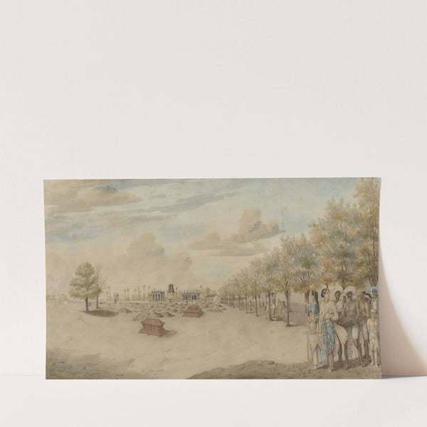 Begraafplaats met begrafenisstoet in India (1773 - 1775) by Carel Frederik Reimer