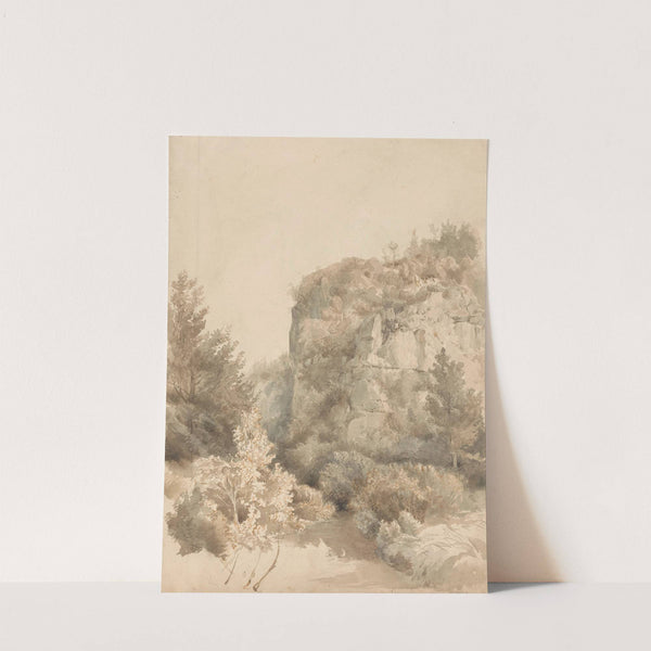 Begroeid dal met een hoge rots en een beek (1827 - 1897) by Lodewijk Johannes Kleijn