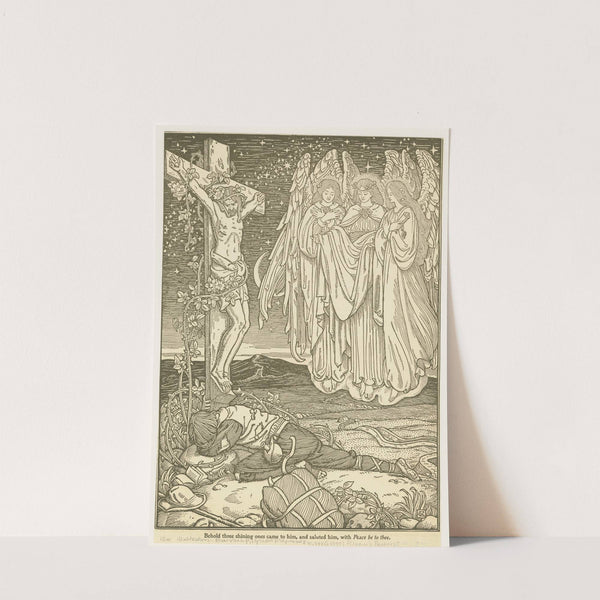 Behold three shining ones came to him, and saluted him, with Peace be to thee. by George Woolliscroft Rhead