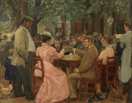 Beim Heurigen (Szene in einem Gasthausgarten) (1899)