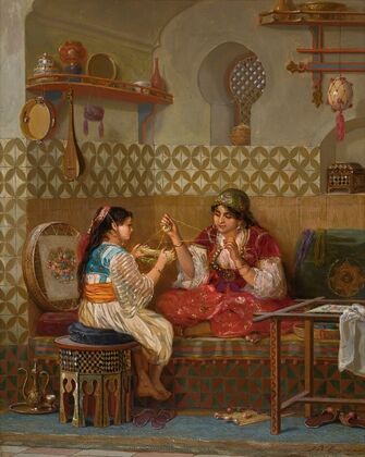 Belgian girls winding wool