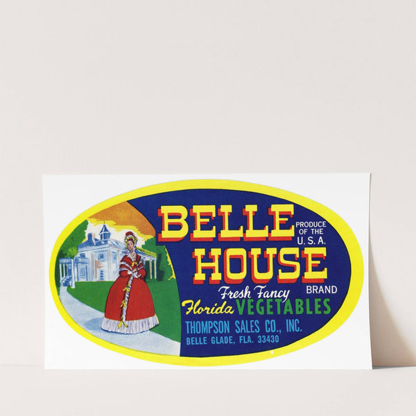 Belle House Brand Florida Vegetables Label (1930-1950)