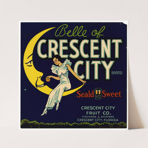 Belle of Crescent City Brand Fruit Label (1930-1950)