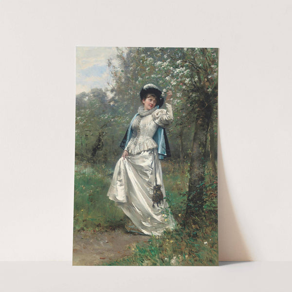 Beneath the cherry blossom (1881) by Adrien Moreau