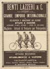 Benti Lazzeri & C… Livorno… Grande emporio internazionale di velocipedi e macchine da cucire (1895)
