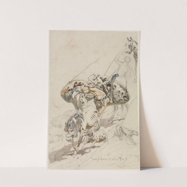 Bepackte Pferde an steilem Abhang (1861) by Ferdinand Keller