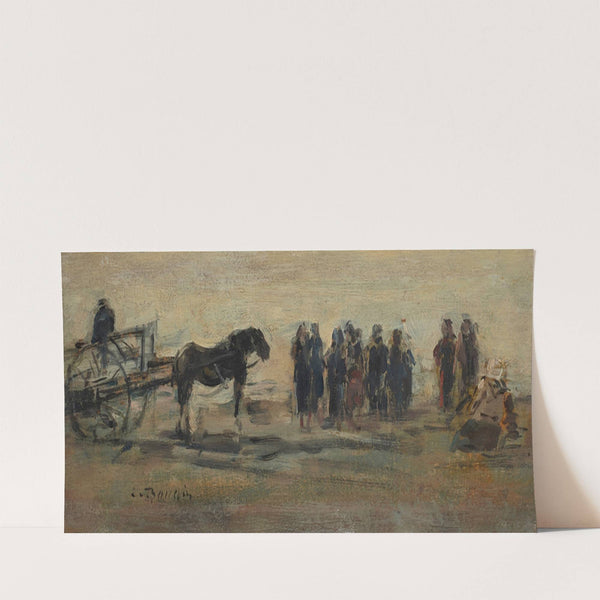 Berck, Chariot et pêcheuses sur la plage (circa 1875-1878) by Eugène Boudin