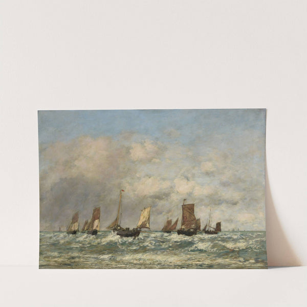 Berck; le départ des barques (1890) by Eugène Boudin