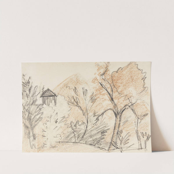 Bergige Landschaft mit kleinem Haus (1925) by Otto Mueller