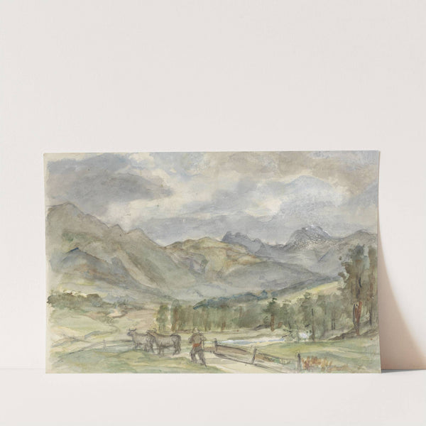 Berglandschap met veehoeder en twee koeien by Jozef Israëls