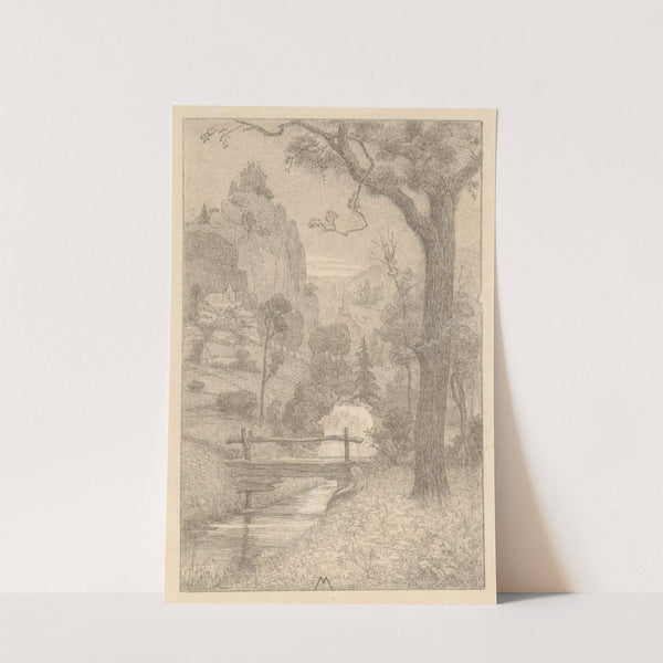 Berglandschap met waterval en brug (1901) by Simon Moulijn