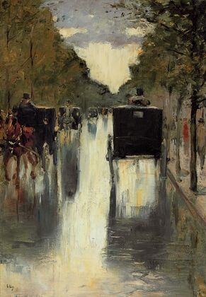 Berlin Street Scene With Horse-Drawn Cabs