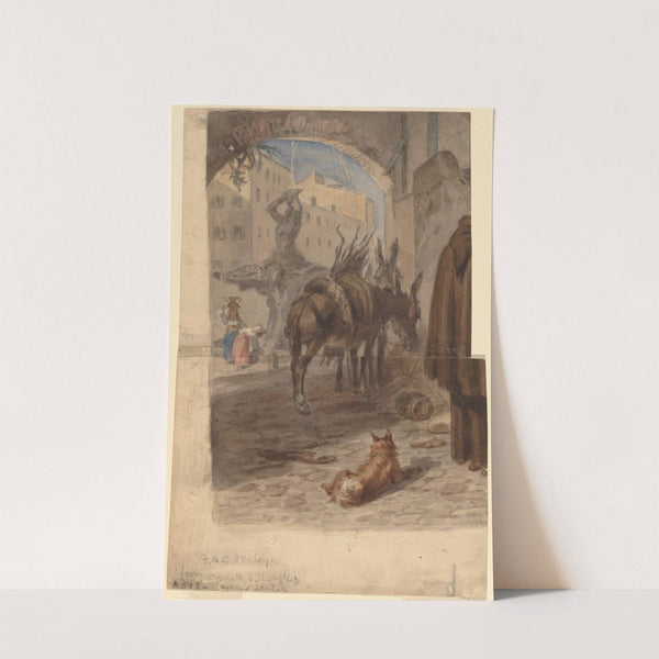 Bernini Fountain, Rome (recto) (c. 1867) by Felix Octavius Carr Darley